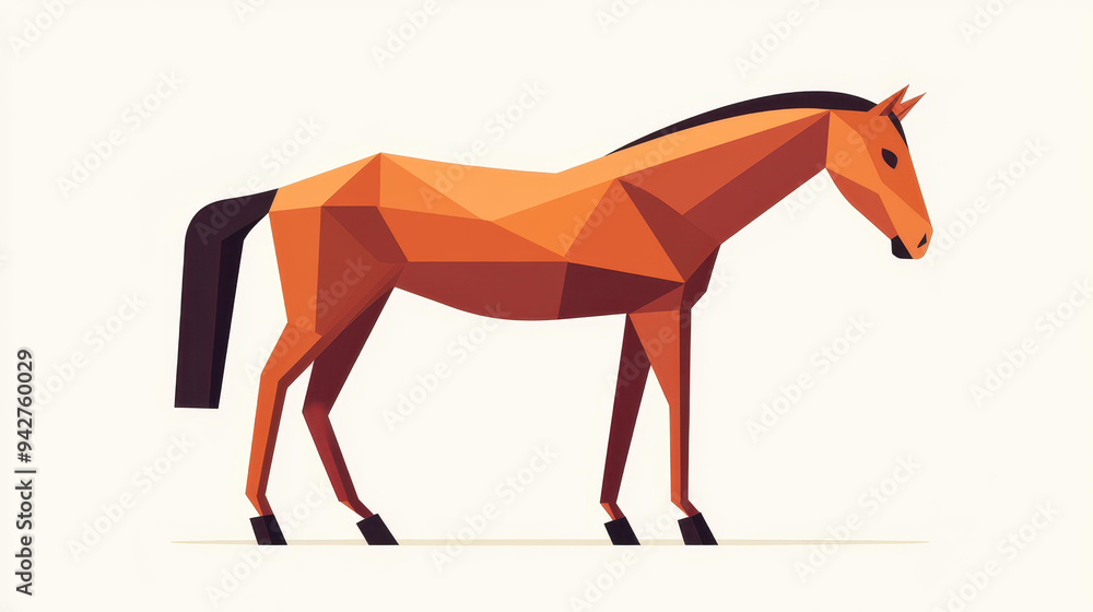 Obraz premium A sleek, modern flat vector illustration of a horse in side profile, perfect for educational use and animalthemed design projects.