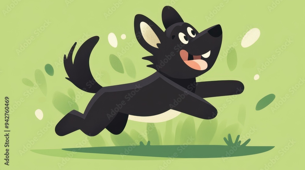 Delight in the charm of a playful pup brought to life through vibrant animation and modern flat illustration style. Delight in the charm of a playful pup brought to life through vibrant animation and modern flat illustration style.