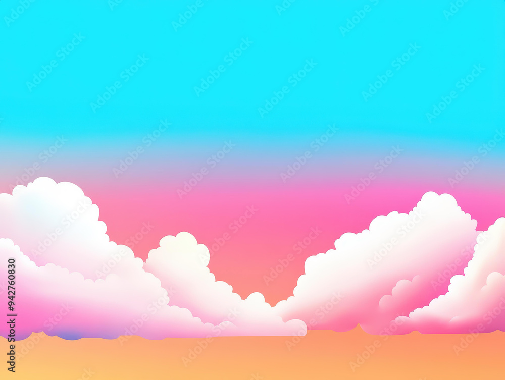 Fototapeta premium Experience a vibrant cloud layout with bold, high saturation colors, blending fluid graphics and a simple design for striking visuals.