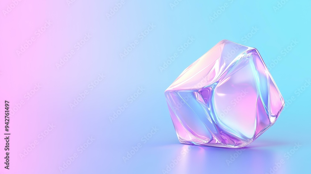 A stunning 3D holographic cube with a vibrant purple crystal texture, set against a calming blue backdrop. A stunning 3D holographic cube with a vibrant purple crystal texture, set against a calming blue backdrop.