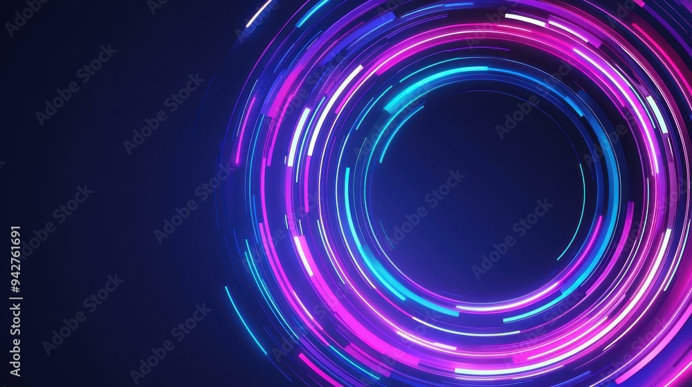 Futuristic blue glowing circle frame with sleek geometric stripes and shiny gradients creates a vibrant, modern vibe. Futuristic blue glowing circle frame with sleek geometric stripes and shiny gradients creates a vibrant, modern vibe.
