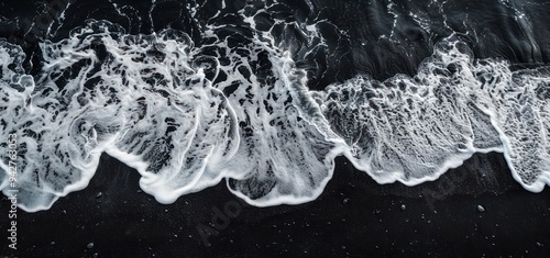 Black Sand Beach and White Waves