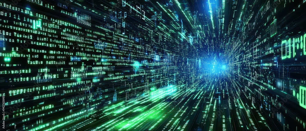 Futuristic Digital Landscape: Immersive Binary Vortex Futuristic Digital Landscape: Immersive Binary Vortex