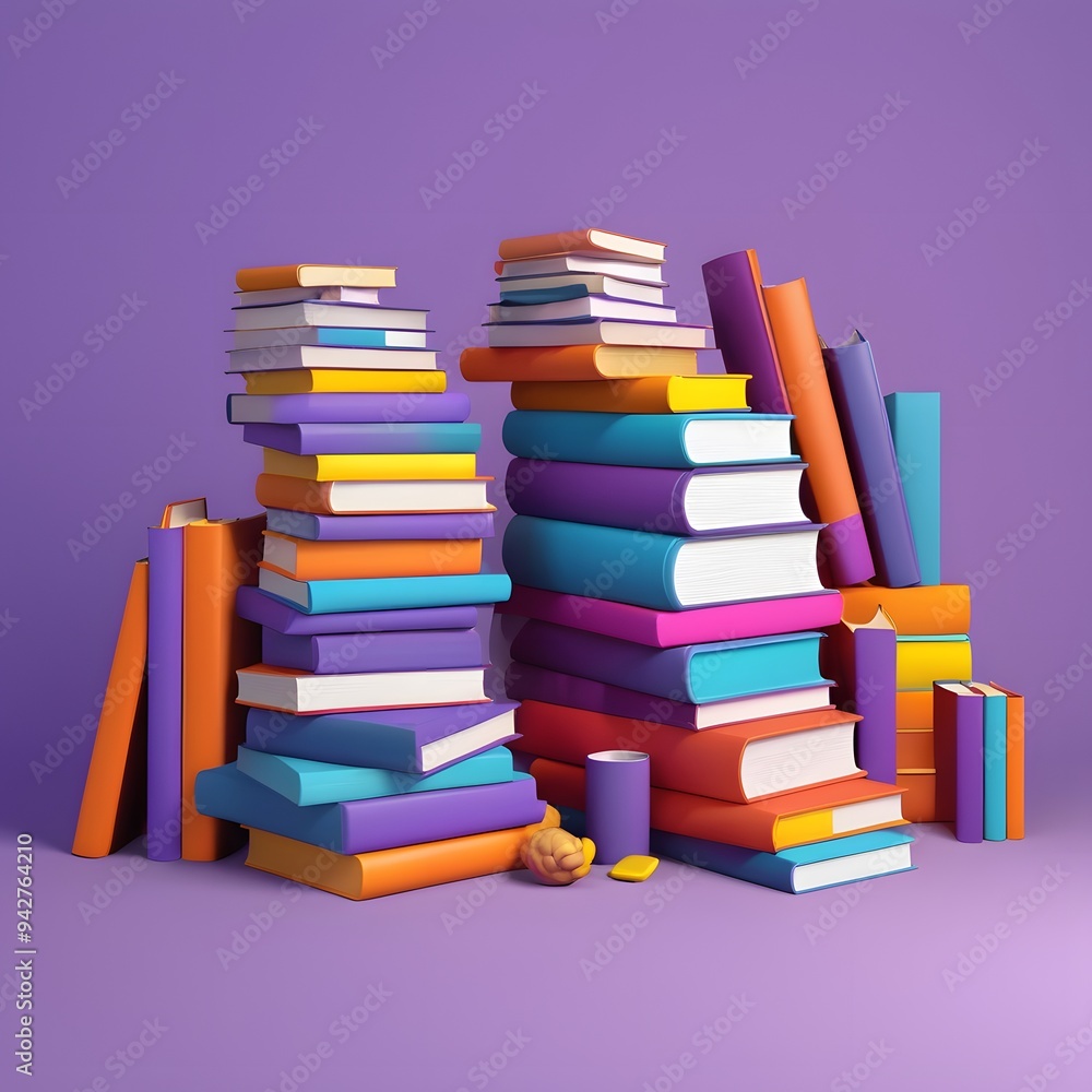 stack of colorful books