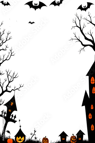 halloween border frame isolated on transparent background