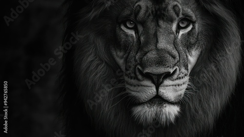 Wallpaper Mural Close-up Portrait of a Lion's Face in Black and White Torontodigital.ca