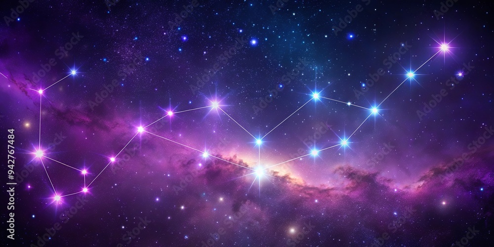 Glowing scorpio constellation in vibrant purple night sky Glowing scorpio constellation in vibrant purple night sky
