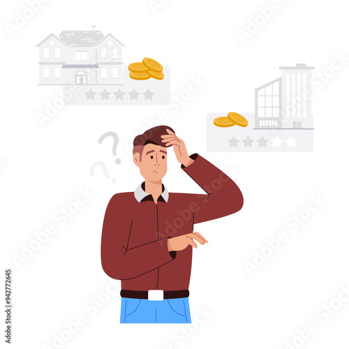 Property thoughts illustration in flat style 

