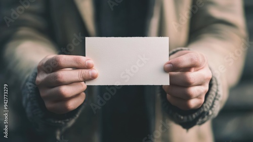 Person Holding a Blank White Card