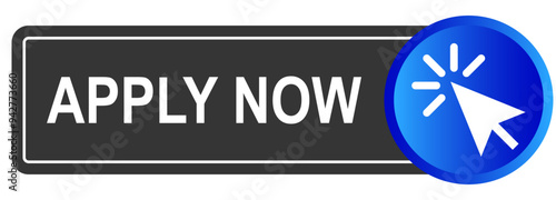 Apply Now Web UI Button with Mouse Arrow Clicking Label Sign Symbol Vector Illustration