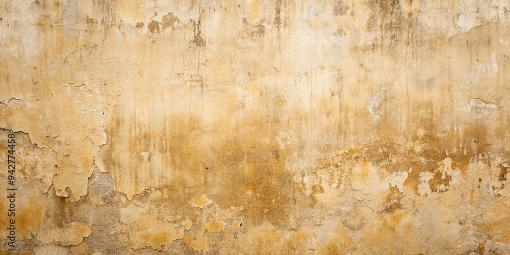 Fototapeta premium Weathered beige wall background texture with a rustic and worn look