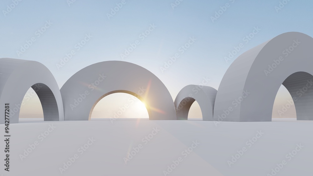 Fototapeta premium Abstract architecture background arched interior 3d render
