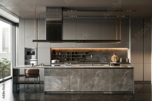 Wallpaper Mural Scandinavian style kitchen interior design, 3d render Torontodigital.ca