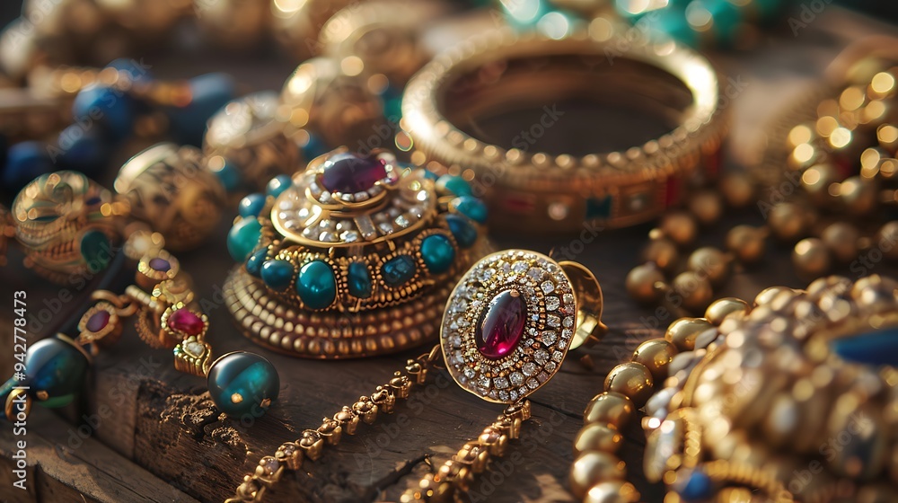 Several Jeweleries including with earring bangles chain and rings Several Jeweleries including with earring bangles chain and rings