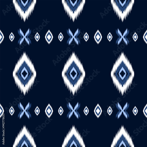 Ethnic ikat seamless pattern traditional Design for background, carpet, wallpaper, clothing, wrapping, Batik, fabric, Vector illustration. embroidery style
