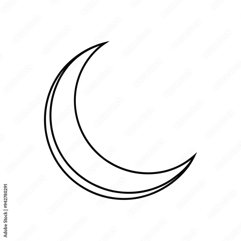 Outer Space Outline Design, Space Clipart - Crescent Moon Illustration in black and white Outer Space Outline Design, Space Clipart - Crescent Moon Illustration in black and white