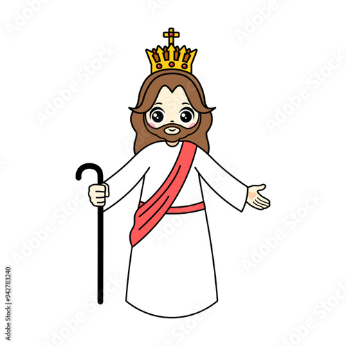 Lord Jesus cartoon. God the Father in heaven cartoon. Digital art illustration.