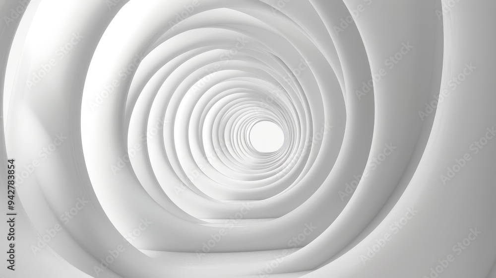 Abstract White Circular Tunnel with Light at the End Abstract White Circular Tunnel with Light at the End