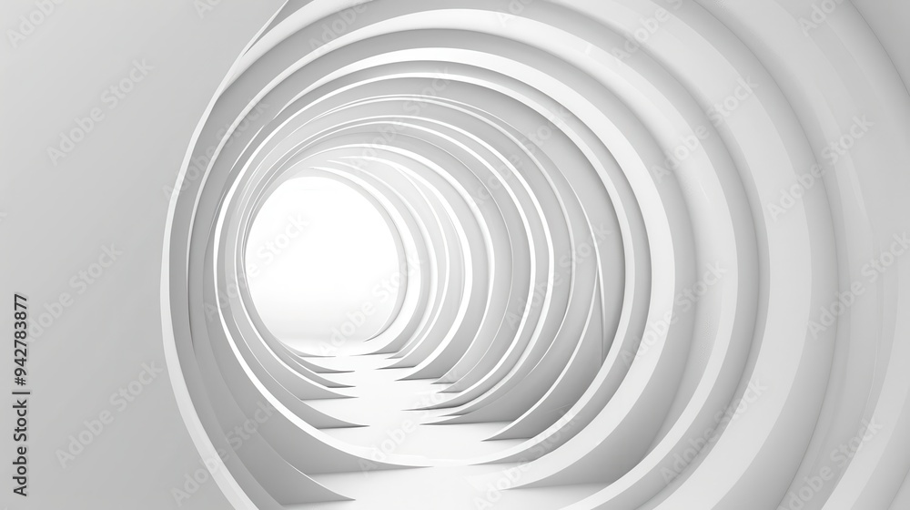 Obraz premium Abstract White Circular Tunnel with Light at the End