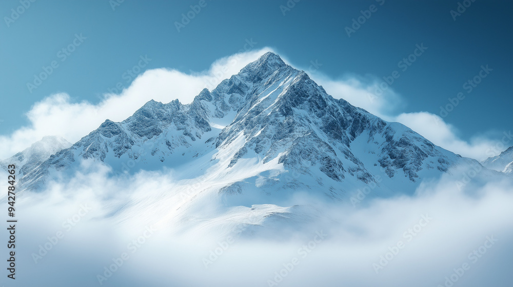 Majestic Snow-Capped Peaks: A Serene and Captivating Alpine Landscape in Minimalist Photography Majestic Snow-Capped Peaks: A Serene and Captivating Alpine Landscape in Minimalist Photography