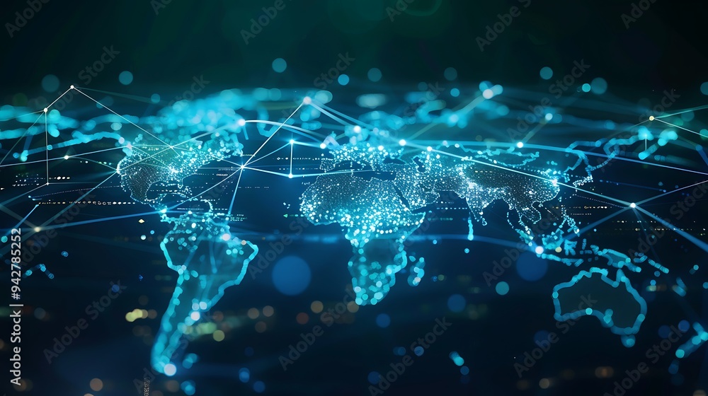 Global Network Connection World Map with Lines and Dots Global Network Connection World Map with Lines and Dots