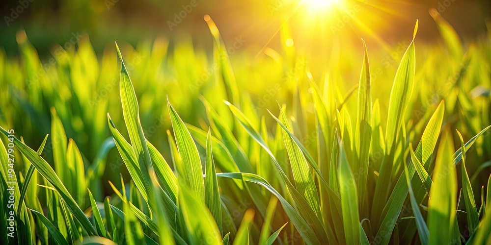 Close-up photography of vibrant green grass blades in sunlight, showcasing the beauty of nature in the summer Close-up photography of vibrant green grass blades in sunlight, showcasing the beauty of nature in the summer