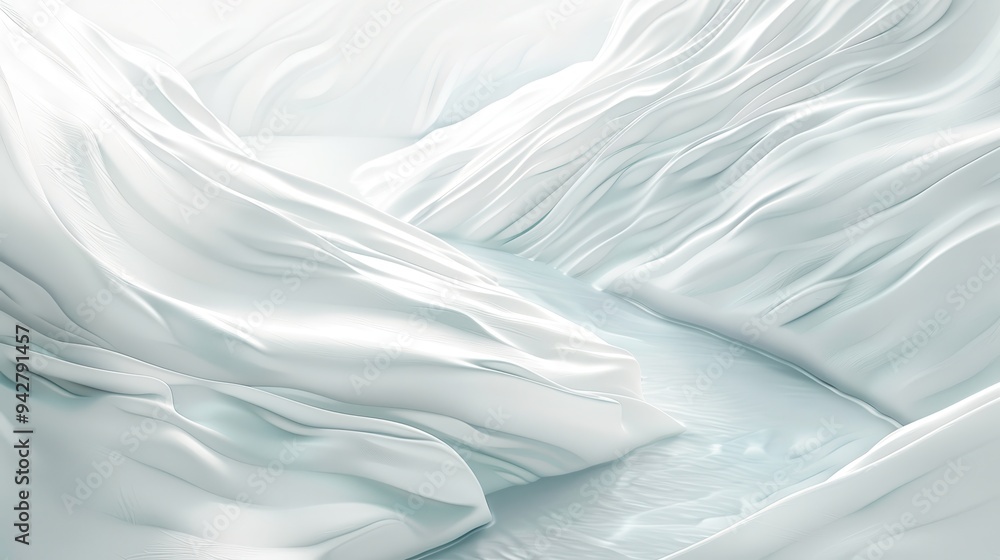 Abstract White and Blue Landscape with a Stream Abstract White and Blue Landscape with a Stream
