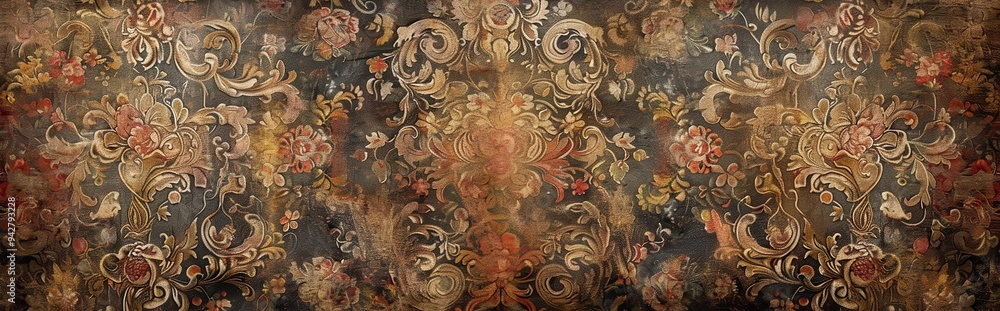 Ornate Floral Pattern in Rich Brown and Gold Tones Ornate Floral Pattern in Rich Brown and Gold Tones