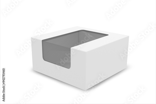 paper box for fast food package on a white background, mock up, 3d illustration, 3d rendering 