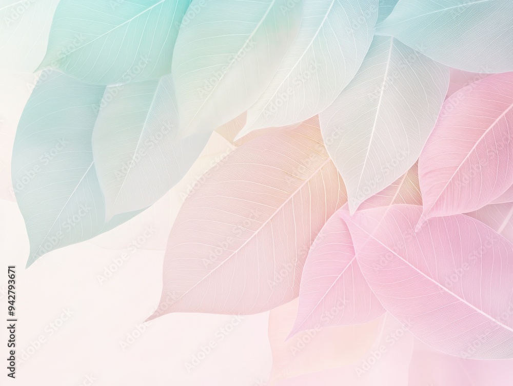 Soft pastel leaves create a serene and dreamy atmosphere, perfect for backgrounds or nature-themed designs. Soft pastel leaves create a serene and dreamy atmosphere, perfect for backgrounds or nature-themed designs.