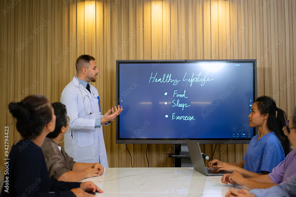 Senior people are meeting with doctor. Senior people are meeting with doctor.