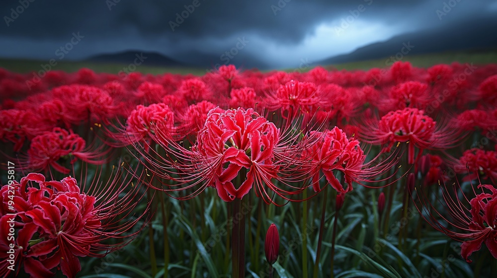 Field of red spider lilies (Lycoris radiata), Japanese autumn
Field of red spider lilies (Lycoris radiata), Japanese autumn