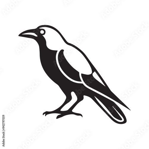 crow sitting vector silhouette isolated