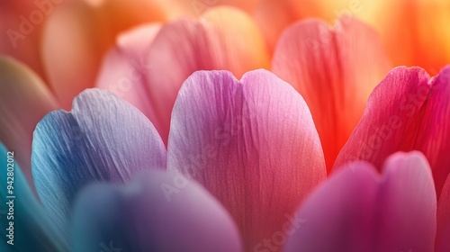 Close-Up of Colorful Flower Petals with Soft Blurred Background