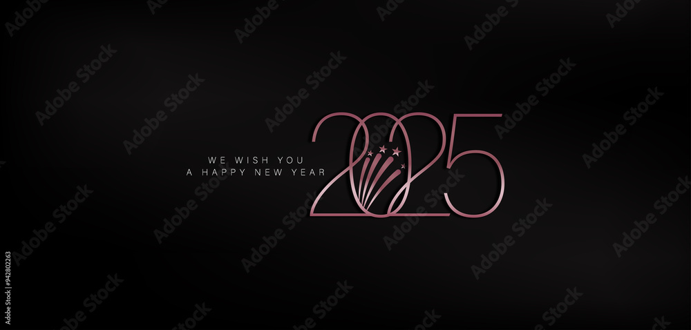 A black background featuring Happy New Year 2025 A black background featuring Happy New Year 2025