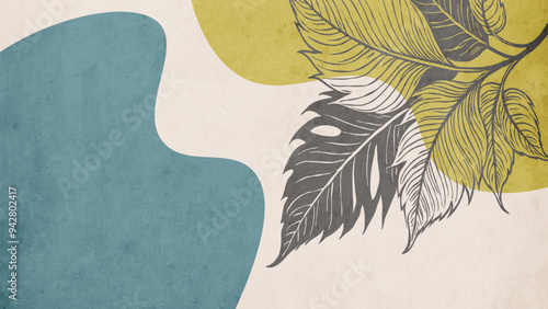 Botanical background. Abstract plant shapes. Minimalist illustration for printing on wall decorations.