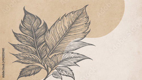 Botanical background. Abstract plant shapes. Minimalist illustration for printing on wall decorations.