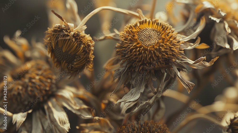 Dried flower daisies pattern which has withered or lacks water botanical background Dried flower daisies pattern which has withered or lacks water botanical background