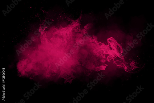 Pink powder explosion on black background.
