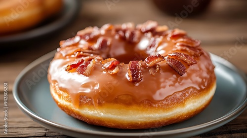 Delicious Bacon and Maple Syrup Glazed Doughnut - Sweet and Savory Treat for International Bacon Day