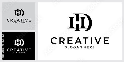 HD or DH initial letter logo design vector.