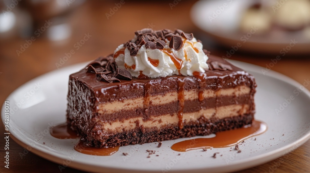 Chocolate Caramel Cake on a Plate Chocolate Caramel Cake on a Plate