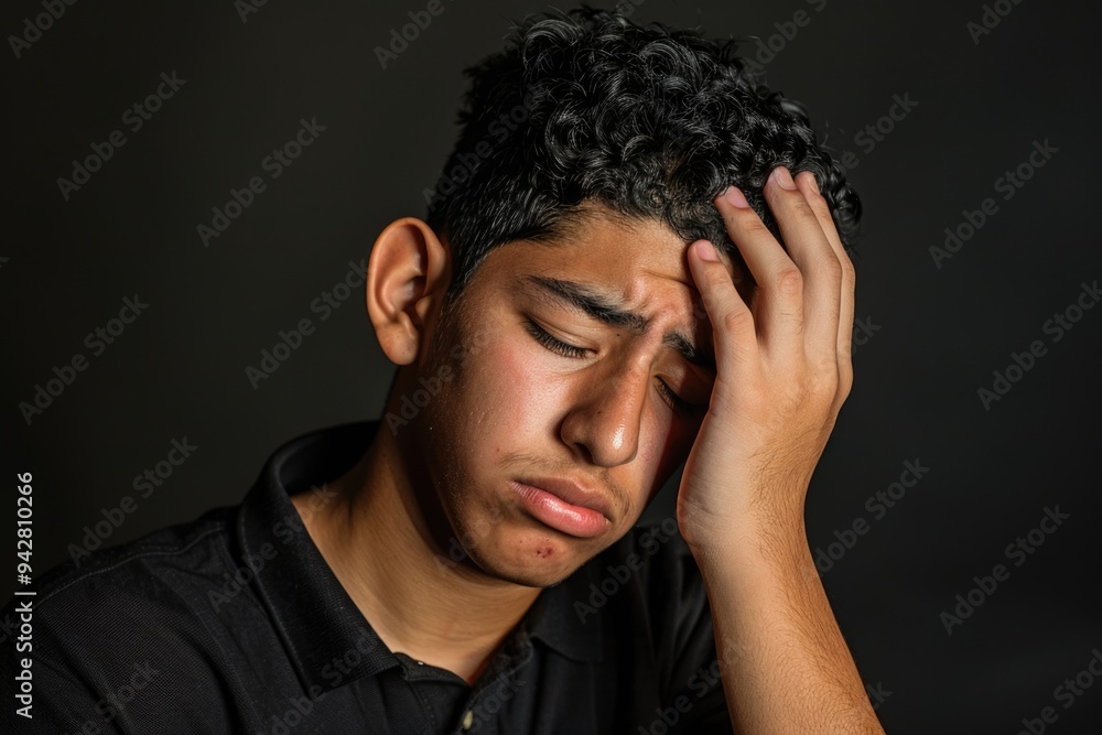 A person feeling frustrated or stressed, hands cradling their head A person feeling frustrated or stressed, hands cradling their head