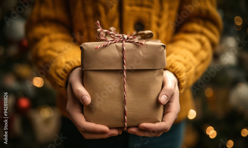 Delivery service. Courier. A courier holds parcels on the threshold near the door, close-up. Parcel delivery 