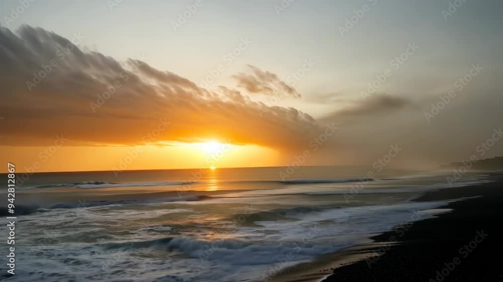 Dramatic Sky with Dark Stormy Gray Clouds Over the Sea at Sunset Dramatic Sky with Dark Stormy Gray Clouds Over the Sea at Sunset