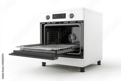 Modern convection oven with open door