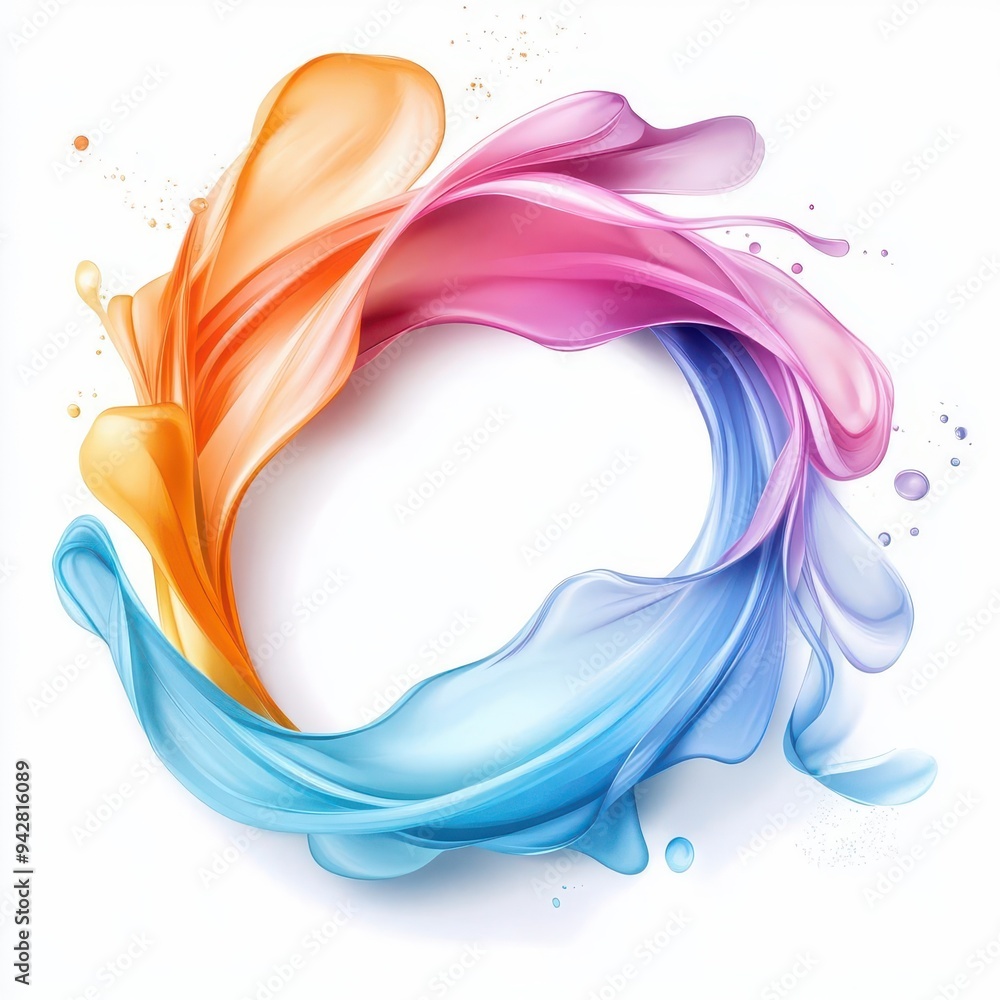 Abstract circles lines wavy in round frame colorful rainbow isolated on white background with empty space for text Abstract circles lines wavy in round frame colorful rainbow isolated on white background with empty space for text