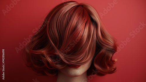 Stylish Hair Wig with Trendy Design Isolated on Background photo