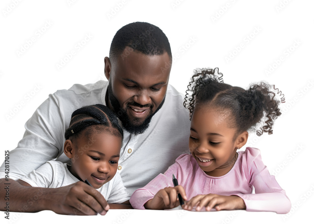 Father and child with laptop on transparent background
Father and child with laptop on transparent background