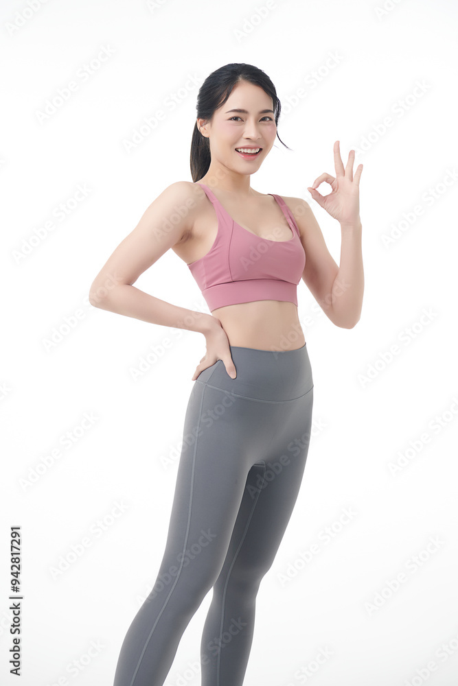 Beautiful young asian sport woman with sportswear ready for exercise on white background, Advertising sportswear and yoga wear, Healthy lifestyle, sport. Beautiful young asian sport woman with sportswear ready for exercise on white background, Advertising sportswear and yoga wear, Healthy lifestyle, sport.